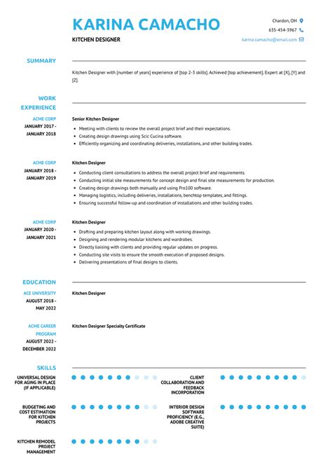 Kitchen Designer Resume Examples And Templates