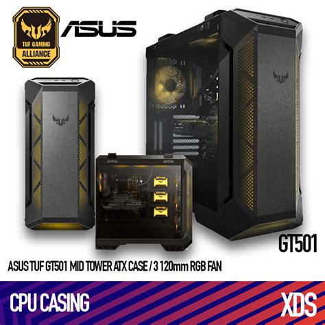 Asus Tuf Gaming Gt501 Mid Tower Atx Case With 3 120mm Rgb Fan Black