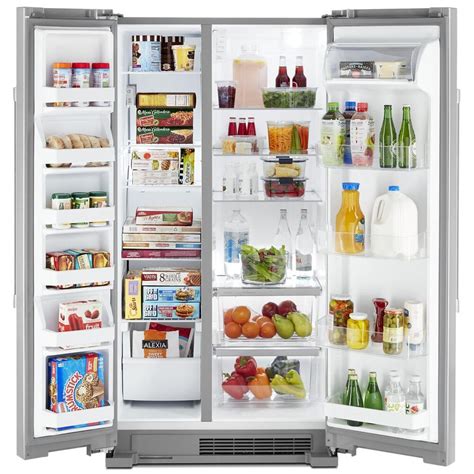 Maytag 25 Cu Ft 36 Wide Side By Side Refrigerator In Stainless Steel