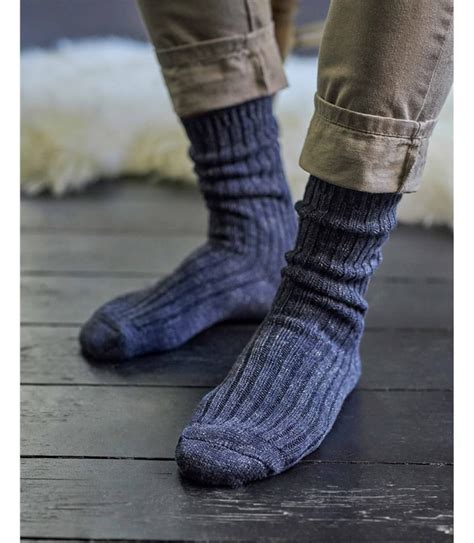 Navy Marl Cotton Rib Socks Woolovers Us