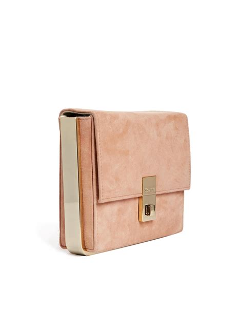 Lyst Dune Blaze Nude Clutch Bag In Faux Suede In Natural