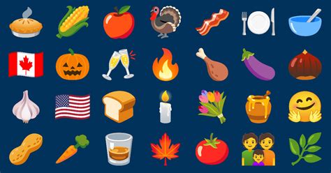 🦃 Thanksgiving Emojis 🥓 😋 🍎 🍴 🍯 🌽 🍂