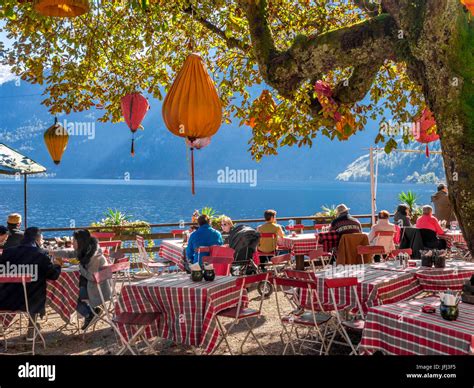 Beer Garden Garden Restaurant In Hallstatt In The Hallstätter Lake