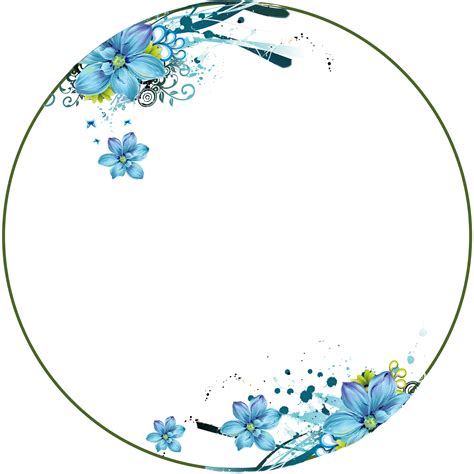 Flowers Blue Circle Frame Blue Circle Logo Circle Borders Pink