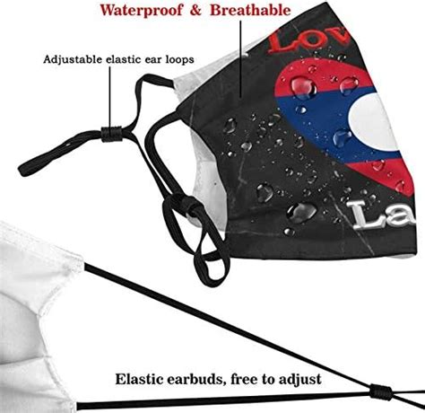 I Love My Flag Of Laos Heart Face Shield Reusable Unisex Outdoor Dustproof Sports Face Shield