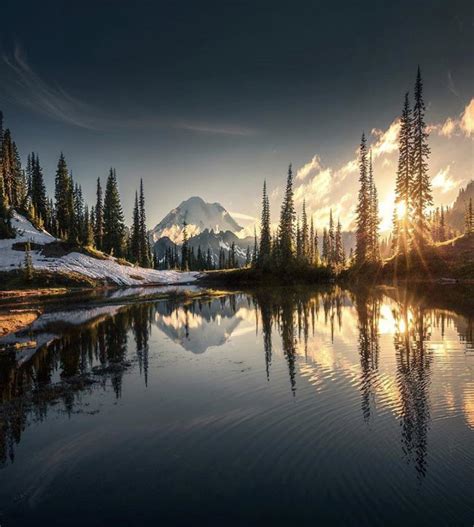 Serene Scene At A Lake By Mount Rainier Rmostbeautiful