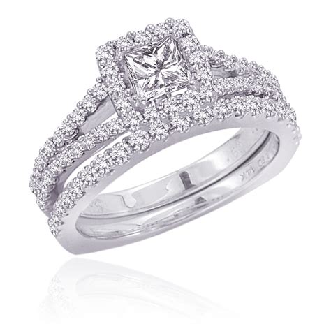Katarina Platinum 2 Ct Diamond Bridal Engagement Set With Princess
