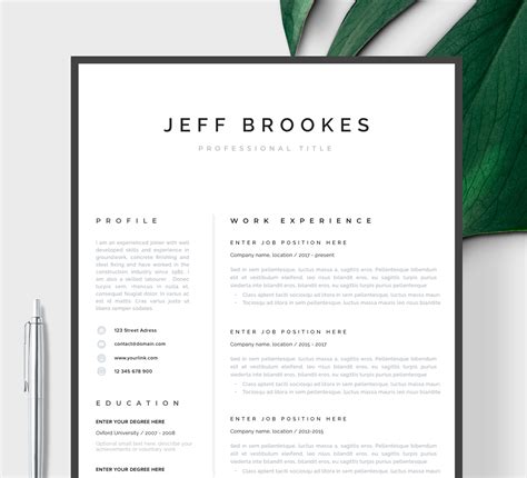 Modern Resume Template Cv Template Cover Letter Professional