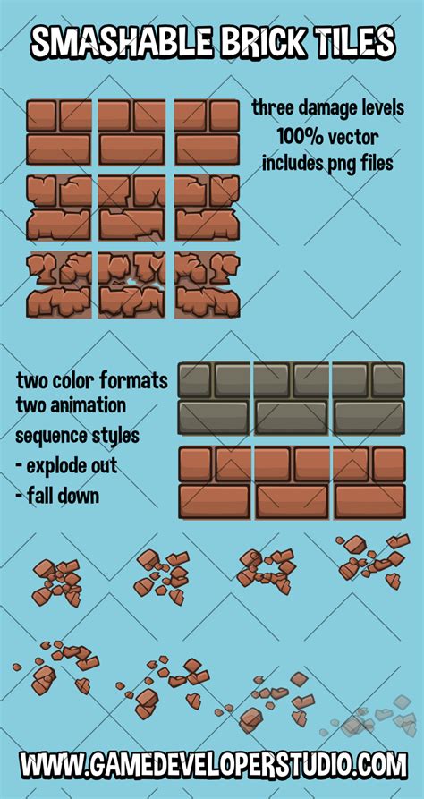 Breakable Brick Tiles Pixel Art Tutorial Pixel Art Games Pixel Art
