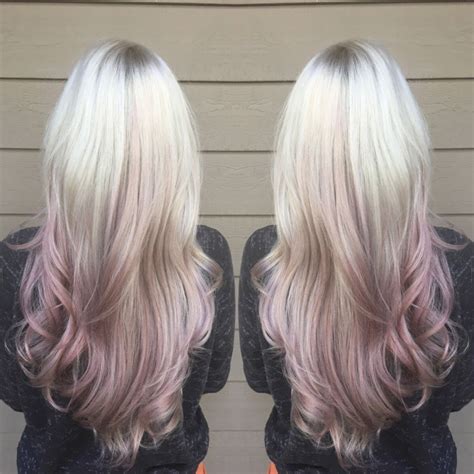 Rose Gold Dusty Purple Ombré Hair Long Blonde Hair With Purple Ends