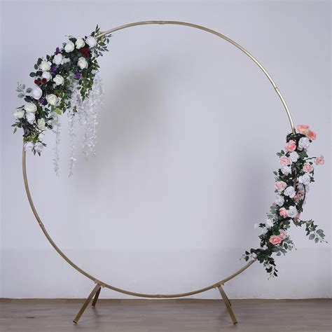 Balsacircle 75 Feet Gold Metal Round Wreath Backdrop Stand Arch Party