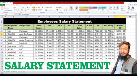 How To Create Salary Statement In Ms Excel Employee Salary Statement