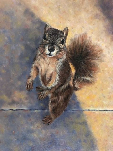 Squirrel Art Original Oil Painting By Sue Killingsworth Framed Art