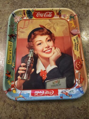 Vintage S Drink Coca Cola Coke Metal Serving Tray Redhead Girl
