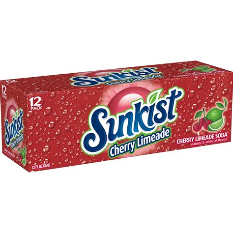 Sunkist Cherry Limeade Soda 12 Fl Oz Cans 12 Pack