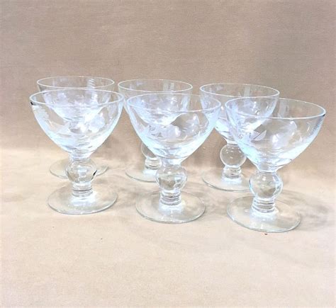 Vintage 50s Crystal Cordial Small Ball Stem Glasses 6 Etsy Wine Desserts Crystal Stemware