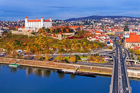 Photos Slovakia Bratislava Bridge Autumn Roads Rivers Cities