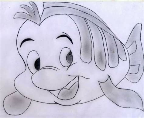 The Cute Flounder From The Little Mermaid This Is Pure Pencil Art I