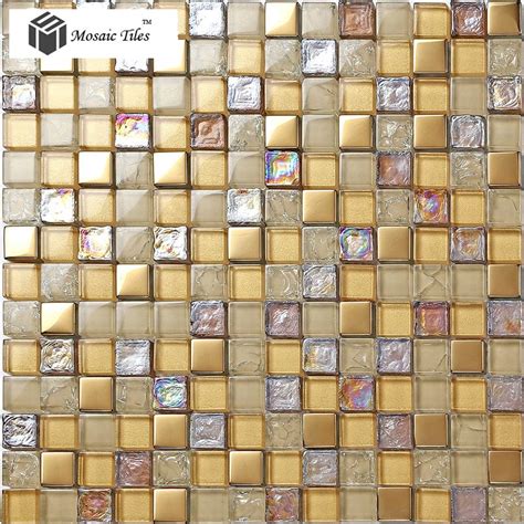 Gold Metallic Sea Glass Mosaic Tiles Glass Mosaic Tile Kitchen Glass Tile Sea Glass Mosaic