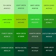 99 Shades of Green Color with Names, HEX, RGB, & CMYK