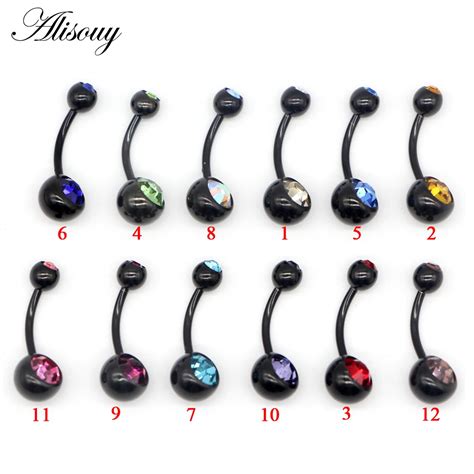 Alisouy Wholesale 12 PCS Lot Charm Black Stainless Steel Crystal Ring