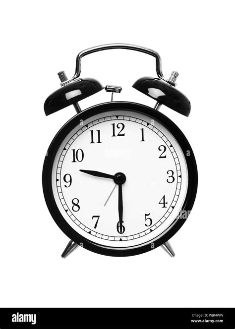 Alarm Clock Shows Half Past Nine Isolated On White Background Stock