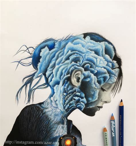 Double Exposure Portrait Colored Pencil Drawing Drawings Lion