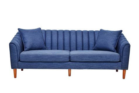 Manly 3 Seater Luxury Fabric Sofa Navy Blue