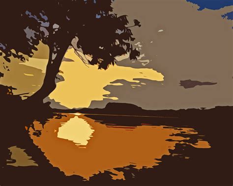 Lake Sunset Landscape Abstract Instant Download By