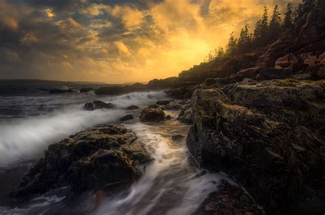 Sunset Along Maines Rocky Coast Somewhere In Acadia National Park