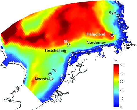 Topography Of The Model Domain The Southern North Sea Sns Locations