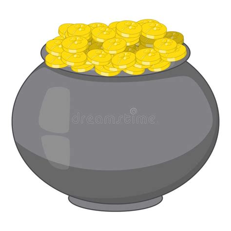 Pot Of Gold Icon Cartoon Style Stock Vector Illustration Of Happy