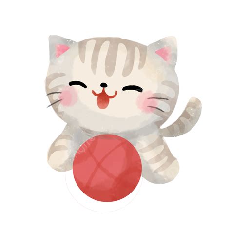 Cute Cat Playing Ball Cute Cat Cute Animal Water Color Png