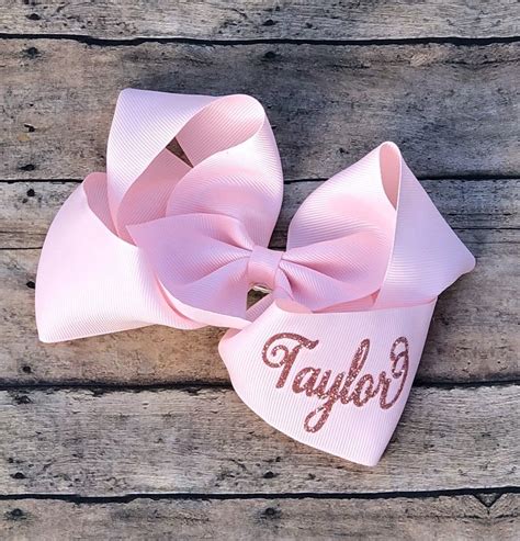 Easter Hair Bows For Girls 5 6 Spring Boutique Bows Personalized With Glitter Name In 2020