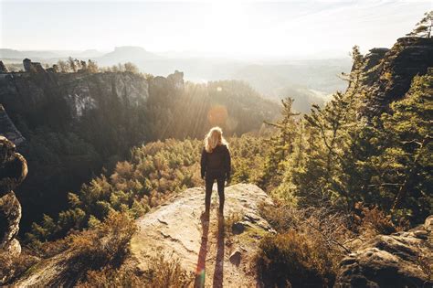 Wallpaper Landscape Women Blonde Rock Nature Cliff Wilderness