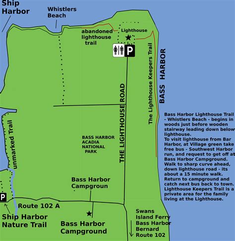 Map Of The Bass Harbor Lighthouse Trail And The Lighthouse Keepers
