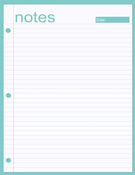 Free Printable Notes Page