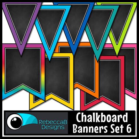 Chalkboard Bunting Pennant Banners Clip Art Set 6 Chalkboard Etsy