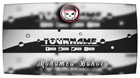 Free Black And White Youtube Banner Free Psd File Youtube