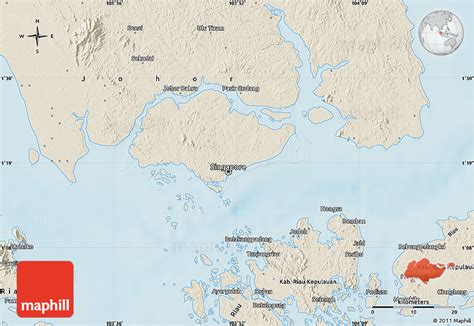 Shaded Relief Map Of Singapore