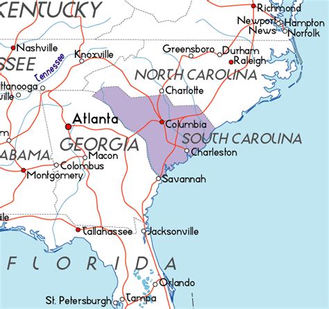 Map Of South Carolina In The Usa