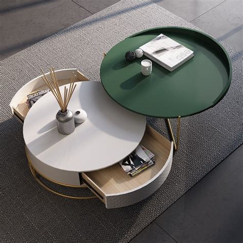 Shop coffee tables at target. Round Nesting Coffee Table with Storage Rotatable Drawers ...