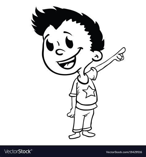 Boy Pointing Finger Black Royalty Free Vector Image