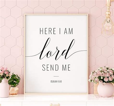 Scott397house Wood Framed Bible Verse Sign 16x20 Inch Here I Am Lord Send Me Printable Art