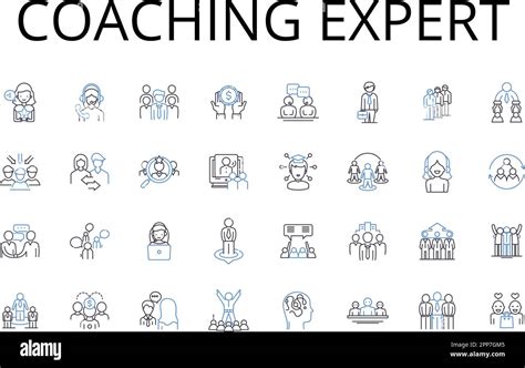 Coaching Expert Line Icons Collection Strategic Thinker Leadership