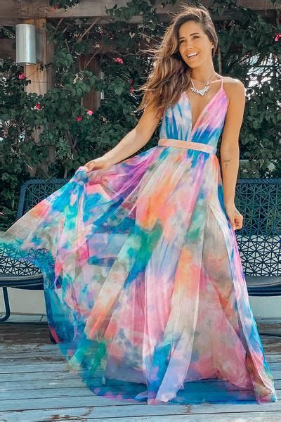 Multi Colored Maxi Dress With Pleated Top In 2020 Multicolor Maxi