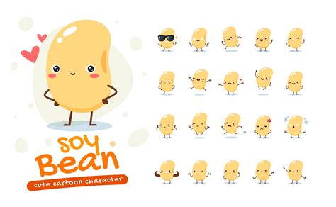 Soy Bean Mascot Character Set 830537 Vector Art At Vecteezy