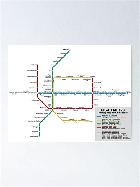 Kigali Fantasy Metro Map Poster For Sale By Thetransitgirl Redbubble