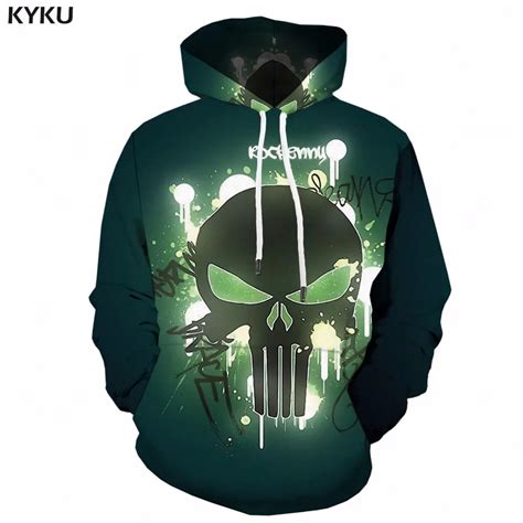 Kyku Punisher Hoodie Men Skull Hoodies Anime Clothes Superhero 3d