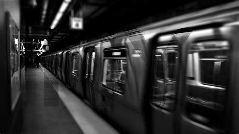 New York City Underground Subway Metro Train Monochrome Vehicle Hd
